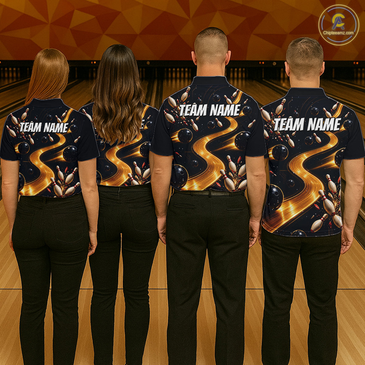 Personalized Golden Wave Circuit Tournament Polo, Custom Bowling Jerseys For Women NHT1599