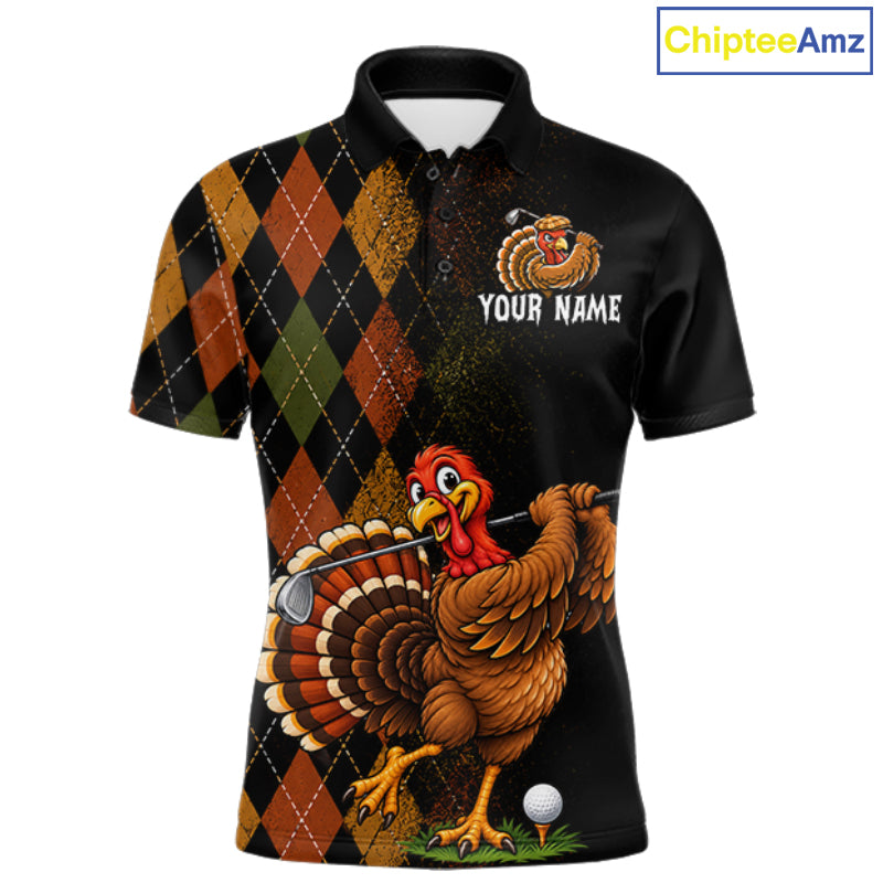 Turkey Men Golf Shirt, Funny Thanksgiving Golf Top, Custom Team Name Shirt NHT1443
