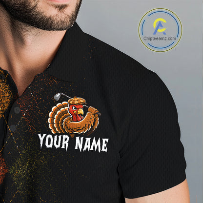 Turkey Men Golf Shirt, Funny Thanksgiving Golf Top, Custom Team Name Shirt NHT1443