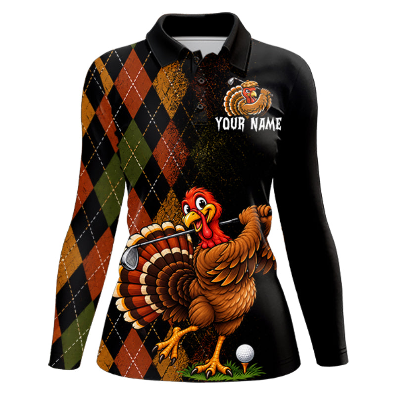 Turkey Women Golf Shirt, Funny Thanksgiving Golf Top, Custom Team Name Shirt NHT1443
