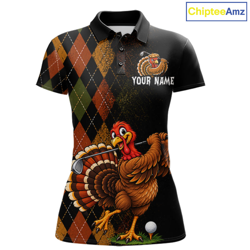 Turkey Women Golf Shirt, Funny Thanksgiving Golf Top, Custom Team Name Shirt NHT1443
