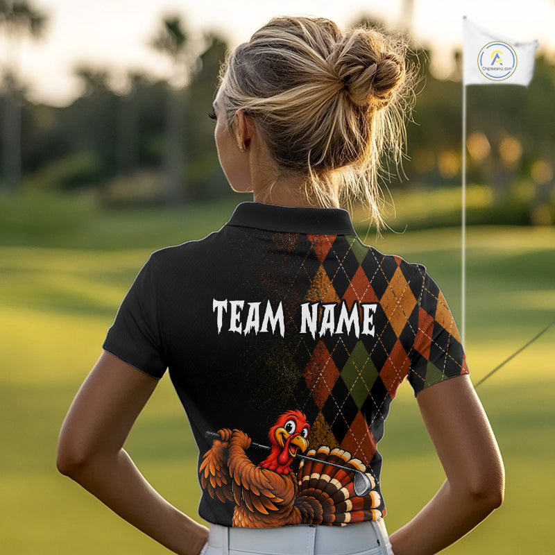 Turkey Women Golf Shirt, Funny Thanksgiving Golf Top, Custom Team Name Shirt NHT1443