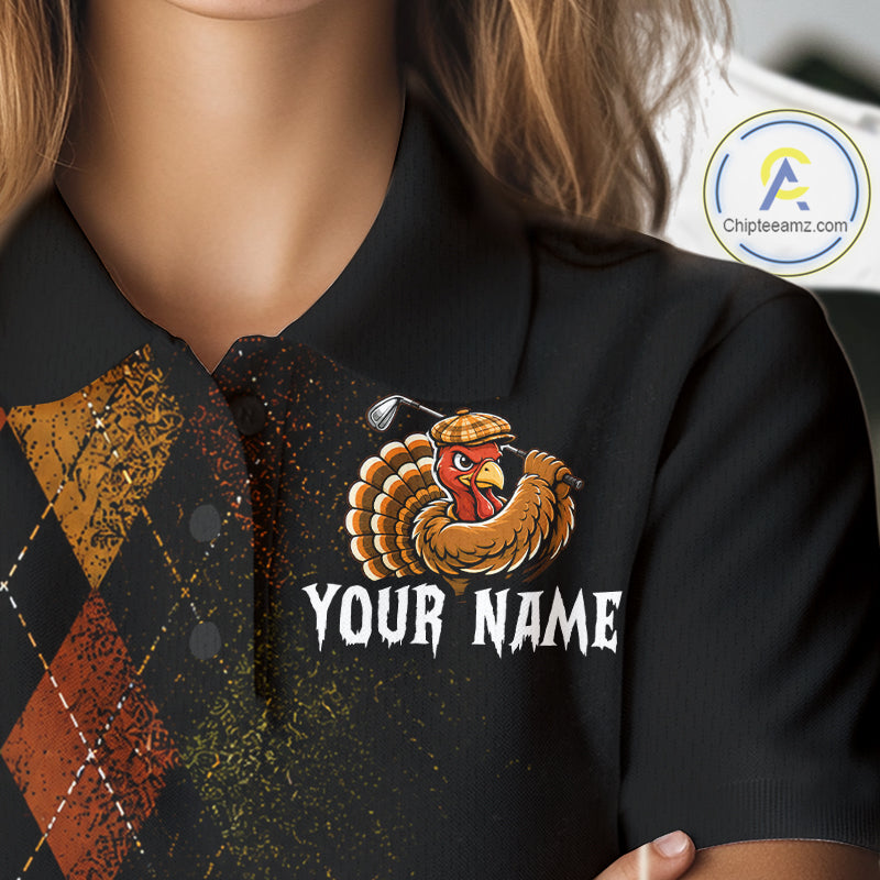 Turkey Women Golf Shirt, Funny Thanksgiving Golf Top, Custom Team Name Shirt NHT1443