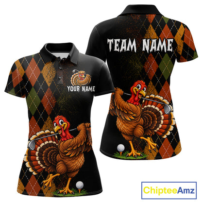 Turkey Women Golf Shirt, Funny Thanksgiving Golf Top, Custom Team Name Shirt NHT1443