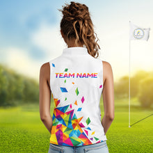 Load image into Gallery viewer, Custom Name Sleeveless Womens Golf Polo Jerseys – Breathable Colorful Geometric Athletic Shirt NHT839