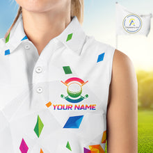 Load image into Gallery viewer, Custom Name Sleeveless Womens Golf Polo Jerseys – Breathable Colorful Geometric Athletic Shirt NHT839
