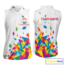 Load image into Gallery viewer, Custom Name Sleeveless Womens Golf Polo Jerseys – Breathable Colorful Geometric Athletic Shirt NHT839