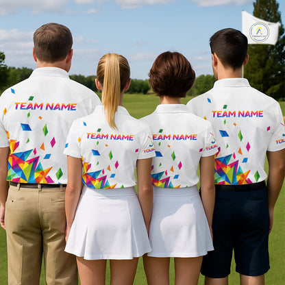 Custom Name Womens Golf Polo Jerseys – Breathable Colorful Geometric Athletic Shirt NHT839