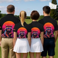 Load image into Gallery viewer, Personalized Funny Raccoon Mens Golf Polo Shirt – Vintage Neon Golf Design NHT995