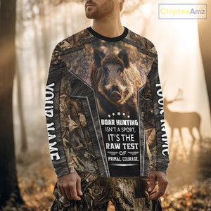 Personalized Wild Boar Hunting Shirt Camouflage Custom Name Hunting Clothes For Hunters NHT177