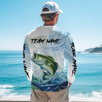 Bass Fishing Shirts Long Sleeve Customized Name Shirts, Largemouth Bass Fishing Jerseys NHT384