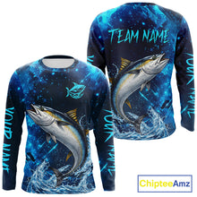 Load image into Gallery viewer, Personalized Tuna Saltwater Blue Long Sleeve Performance Fishing Shirts, Fishing Shirt Gift NHT430