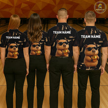 Load image into Gallery viewer, Funny Capybara Bowling Custom Polo Shirt, Quarter Zip Jersey, Personalized Team Name  NHT1158