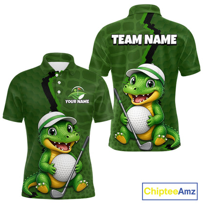 Personalized Green Crocodile Men Golf Polo Shirt, Custom Team Golf Shirt Gift For Golfer NHT1615
