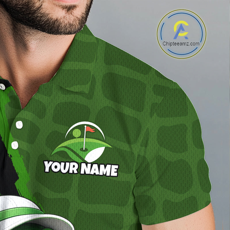 Personalized Green Crocodile Men Golf Polo Shirt, Custom Team Golf Shirt Gift For Golfer NHT1615