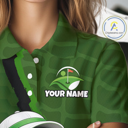 Personalized Green Crocodile Women Golf Polo Shirt, Custom Team Golf Shirt Gift For Golfer NHT1615