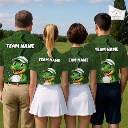 Personalized Green Crocodile Men Golf Polo Shirt, Custom Team Golf Shirt Gift For Golfer NHT1615