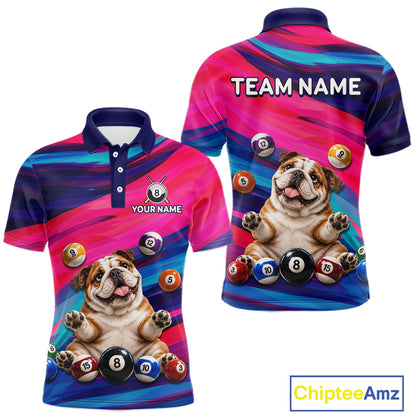 Custom Funny Bulldog Cute Multi-Ball Billiard Shirts For Men Team Colorful Pool Jersey NHT1633