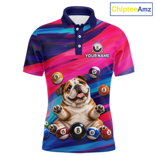 Custom Funny Bulldog Cute Multi-Ball Billiard Shirts For Men Team Colorful Pool Jersey NHT1633