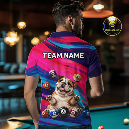 Custom Funny Bulldog Cute Multi-Ball Billiard Shirts For Men Team Colorful Pool Jersey NHT1633