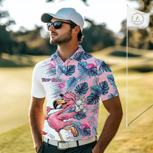 Load image into Gallery viewer, Funny Pink Flamingo Tropical With Pattern Flamingo Golf Polo Shirt Custom Golf Shirts For Men NHT649