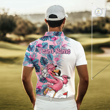 Load image into Gallery viewer, Funny Pink Flamingo Tropical With Pattern Flamingo Golf Polo Shirt Custom Golf Shirts For Men NHT649