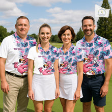 Load image into Gallery viewer, Funny Pink Flamingo Tropical With Pattern Flamingo Golf Polo Shirt Custom Golf Shirts For Men NHT649