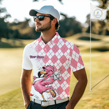 Load image into Gallery viewer, Funny Pink Flamingo Argyle Pink Pattern Golf Polo Shirt Custom Golf Shirts For Men NHT650