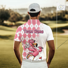 Load image into Gallery viewer, Funny Pink Flamingo Argyle Pink Pattern Golf Polo Shirt Custom Golf Shirts For Men NHT650