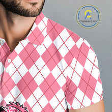 Load image into Gallery viewer, Funny Pink Flamingo Argyle Pink Pattern Golf Polo Shirt Custom Golf Shirts For Men NHT650