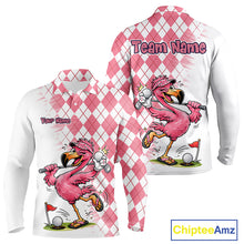 Load image into Gallery viewer, Funny Pink Flamingo Argyle Pink Pattern Golf Polo Shirt Custom Golf Shirts For Men NHT650