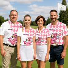 Load image into Gallery viewer, Funny Pink Flamingo Argyle Pink Pattern Golf Polo Shirt Custom Golf Shirts For Men NHT650