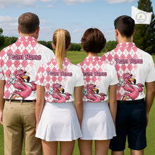 Load image into Gallery viewer, Funny Pink Flamingo Argyle Pink Pattern Golf Polo Shirt Custom Golf Shirts For Men NHT650