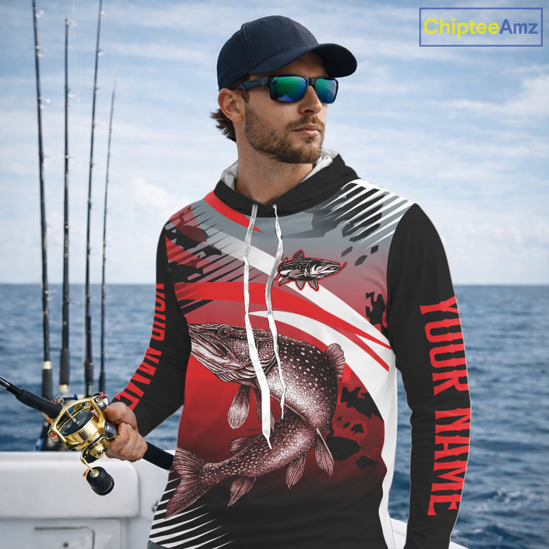 Custom Pike Long Sleeve Performance Fishing Shirts, Pike Fishing Shirt For Men NHT443