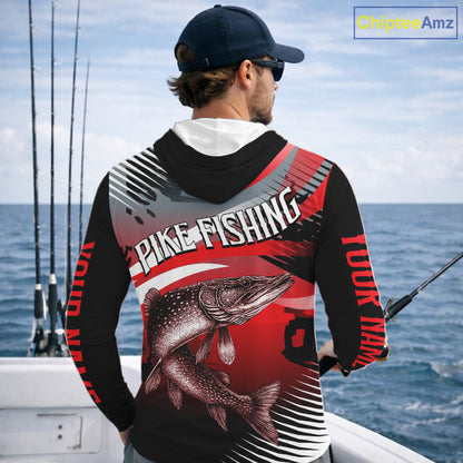 Custom Pike Long Sleeve Performance Fishing Shirts, Pike Fishing Shirt For Men NHT443