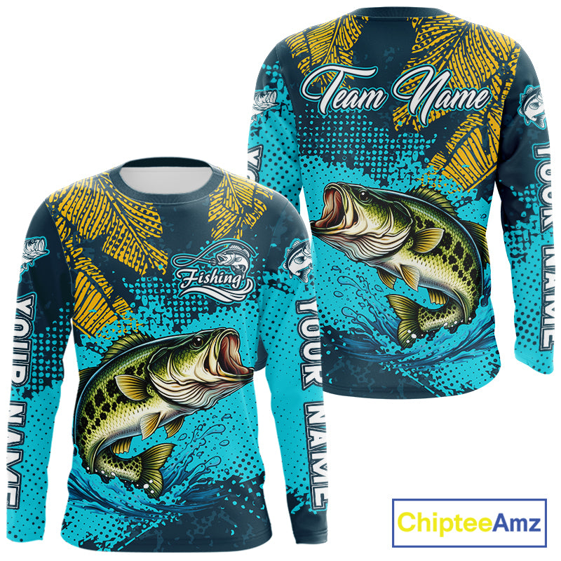 Custom Largemouth Bass Fishing Long Sleeve Tournament Shirts, Bass Fishing Shirts For Men NHT508