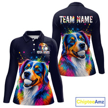 Load image into Gallery viewer, Personalized Australian Shepherd Womens Golf Polo Shirt - Custom Dog Lover Team Name Jersey NHT1011