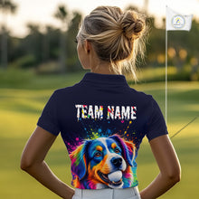 Load image into Gallery viewer, Personalized Australian Shepherd Womens Golf Polo Shirt - Custom Dog Lover Team Name Jersey NHT1011
