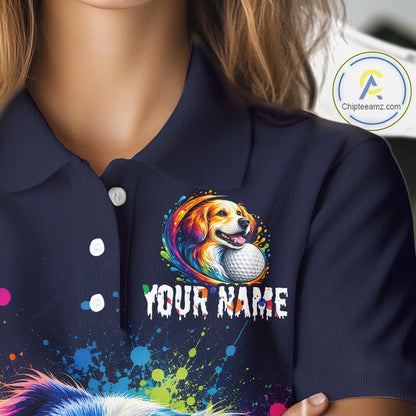 Personalized Australian Shepherd Womens Golf Polo Shirt - Custom Dog Lover Team Name Jersey