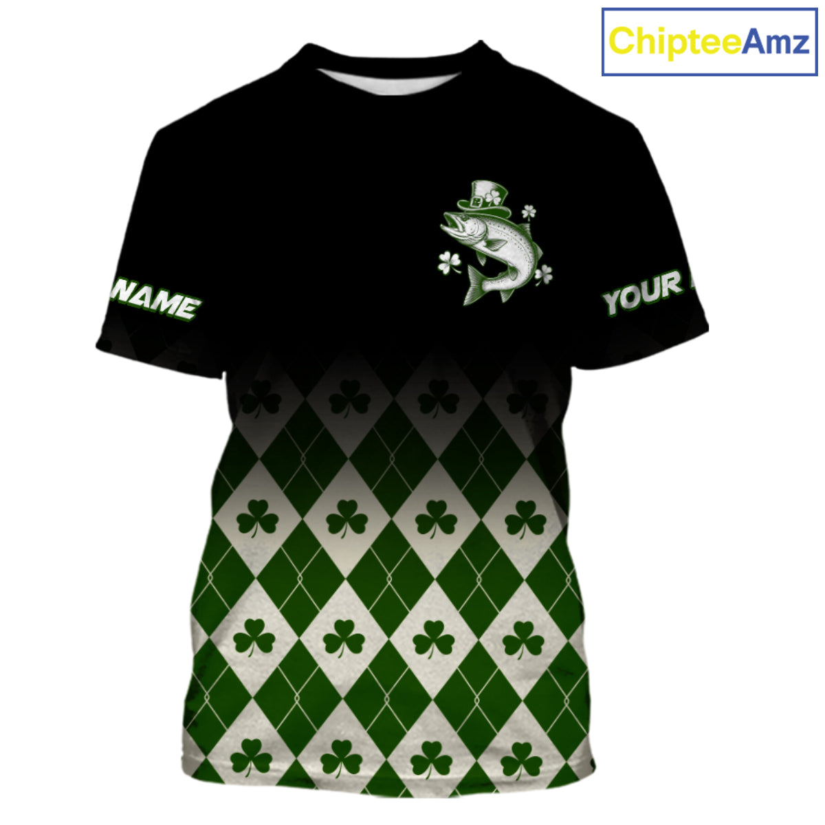 St. Patrick’S Day Chinook Salmon Fishing Shirt, Shamrock Argyle Short Sleeve Shirt For Anglers NHT1485