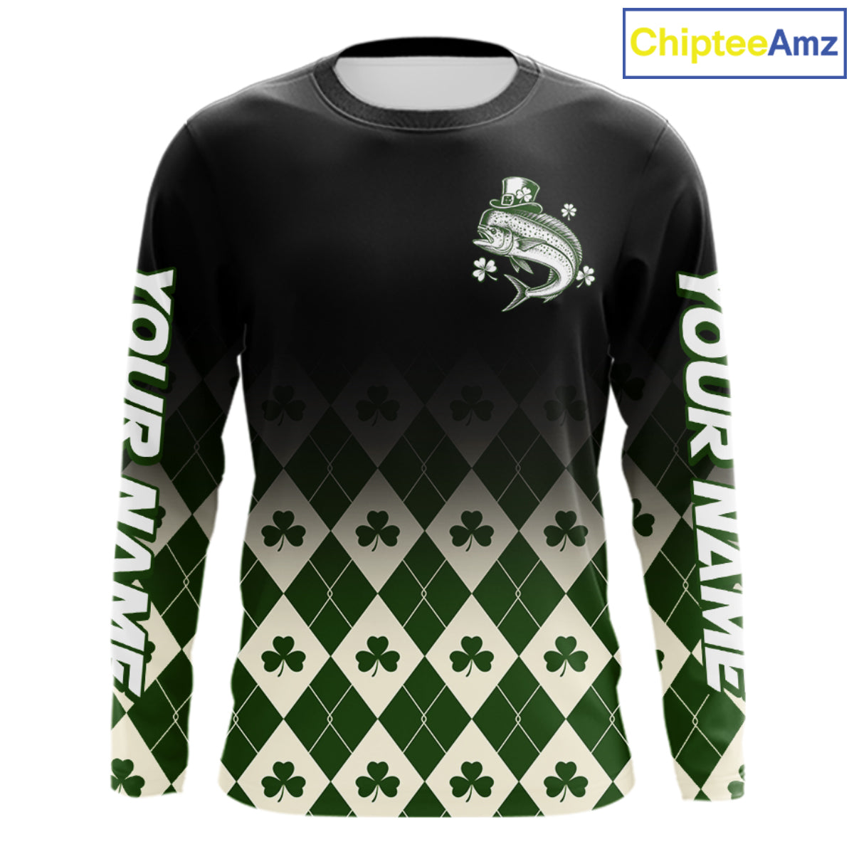 St. Patrick’S Day Mahi Mahi Fishing Shirt, Shamrock Argyle Long Sleeve Shirt For Anglers NHT1486