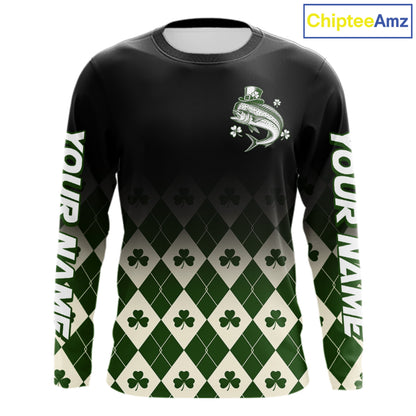 St. Patrick’S Day Mahi Mahi Fishing Shirt, Shamrock Argyle Long Sleeve Shirt For Anglers NHT1486