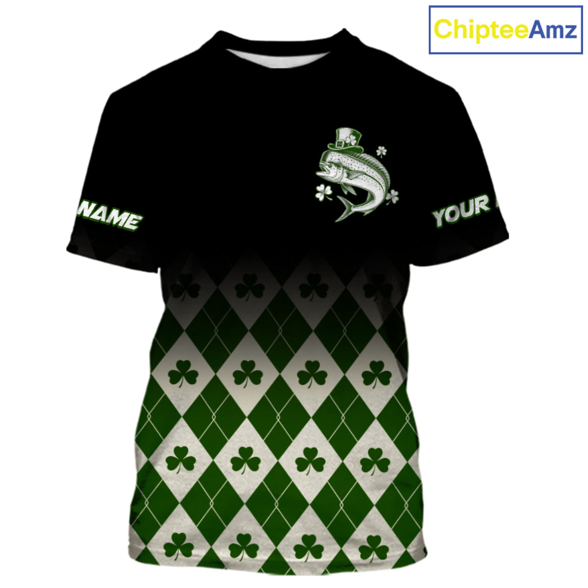 St. Patrick’S Day Mahi Mahi Fishing Shirt, Shamrock Argyle Short Sleeve Shirt For Anglers NHT1486