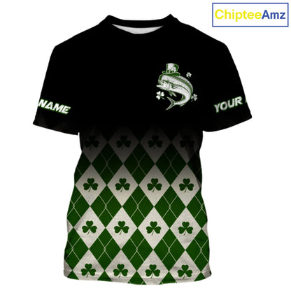 St. Patrick’S Day Mahi Mahi Fishing Shirt, Shamrock Argyle Short Sleeve Shirt For Anglers NHT1486