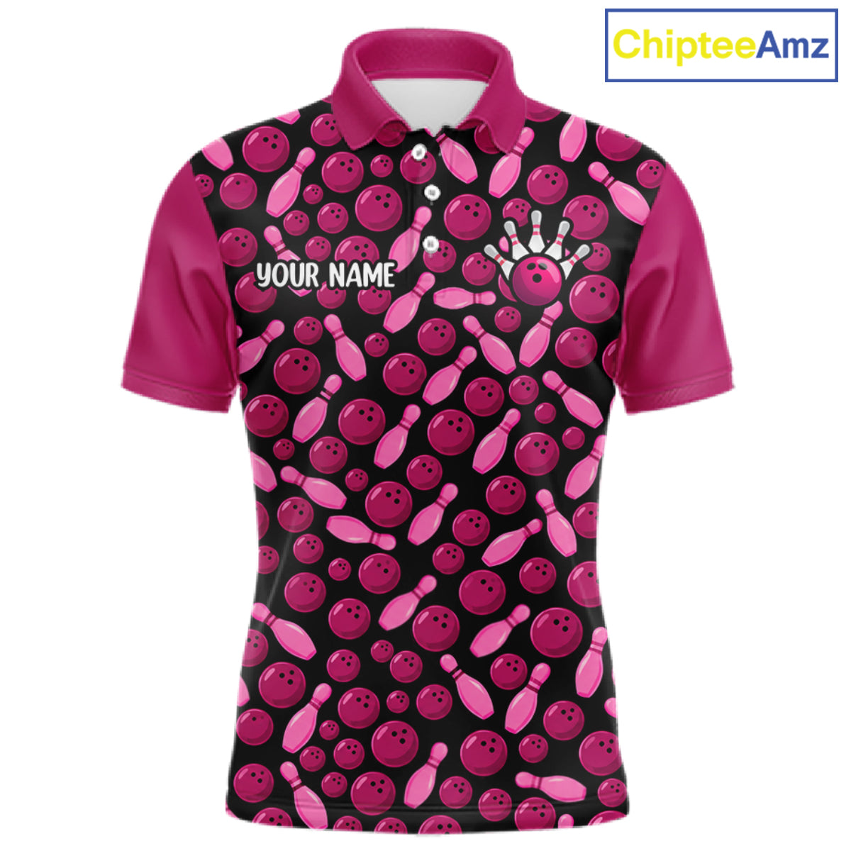 Breast Cancer Awareness Pink Ribbon Bowling Polo Shirt For Men Custom USA Flag Team Tournament Jersey NHT1634