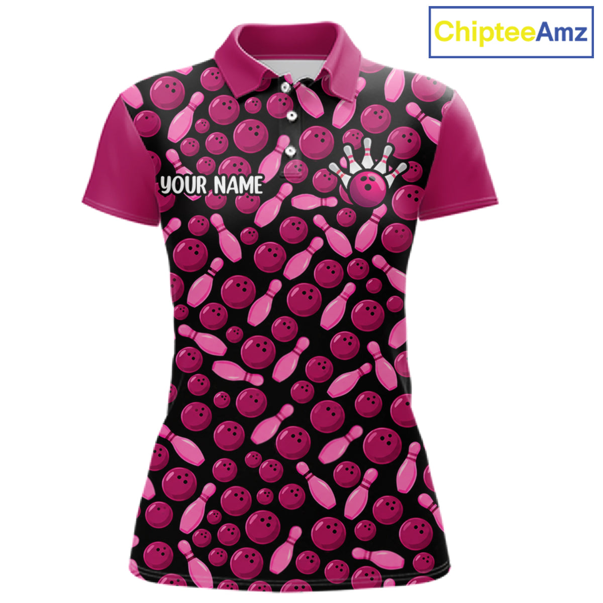 Breast Cancer Awareness Pink Ribbon Bowling Polo Shirt For Women Custom USA Flag Team Tournament Jersey NHT1634