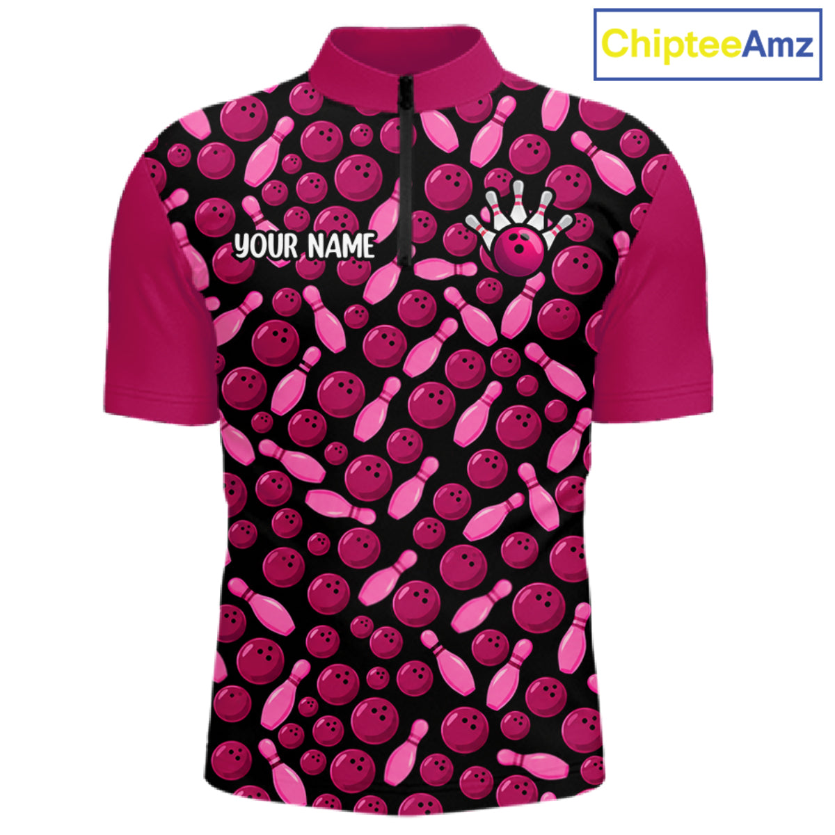 Breast Cancer Awareness Pink Ribbon Bowling Polo Shirt For Men Custom USA Flag Team Tournament Jersey NHT1634