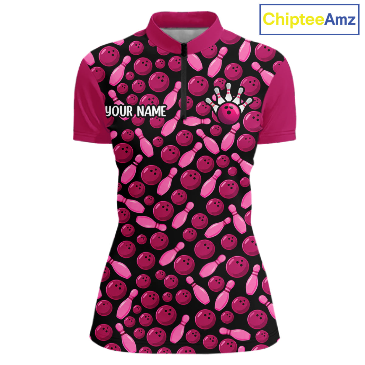 Breast Cancer Awareness Pink Ribbon Bowling Polo Shirt For Women Custom USA Flag Team Tournament Jersey NHT1634