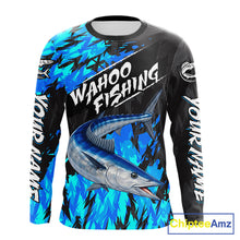 Load image into Gallery viewer, Personalized Wahoo Blue Long Sleeve Performance Fishing Shirts, Fishing Shirt For Men NHT454