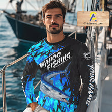 Load image into Gallery viewer, Personalized Wahoo Blue Long Sleeve Performance Fishing Shirts, Fishing Shirt For Men NHT454
